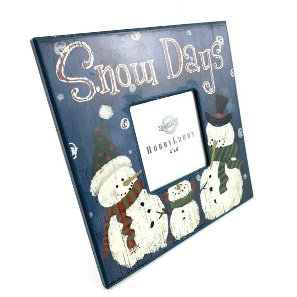 Hobby Lobby "Snow Days", Snowman Family Picture Frame.  For a 4 x 4 Photo. 2010. - Picture 2 of 6